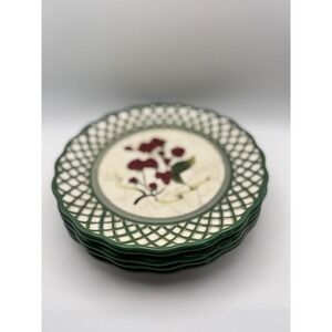 Raymond Waites Cornucopia Certified International Fruit Lattice Plates Set of 4